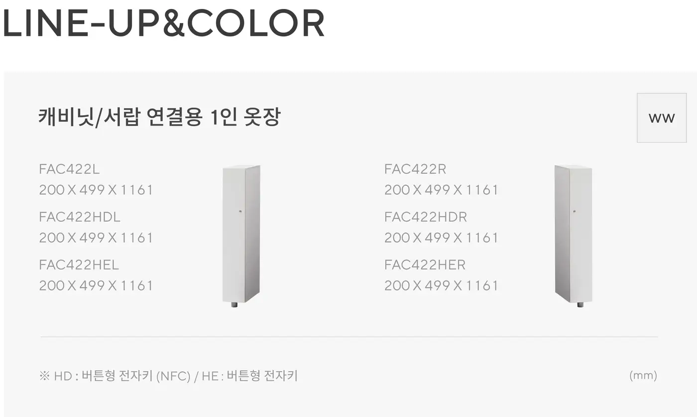 FX-1 1인 옷장 (캐비닛·서랍 연결용) 상세 정보
